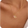 Elegante Collana con Iniziale G Oro Pendente Pietra Natale Cuore Rosa Gioiello Donna - Lettera G / Lettera A / Novembre