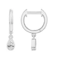 Eleganti orecchini a cerchio argentati con zircone cubico taglio a pera brillante donna. - Stile 1 / Colore acciaio