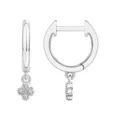 Boucles d'oreilles créoles argentées avec pendentif trèfle à quatre feuilles en zircon scintillant. - Style 3 / Acier
