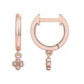 Boucles d'oreilles créoles en cuivre doré rose avec pendentif trèfle pavé de zircon. - Style 3 / Or rose