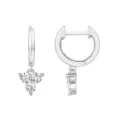 Élégantes boucles d'oreilles créoles argentées avec un pendentif en zircone cubique. - Style 4 / Acier