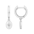 Créoles argentées avec pendentif ovale étoile, bijoux minimalistes pour femmes et filles. - Style 5 / Acier