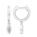 Créoles zircone cubique taille marquise argentées, élégantes boucles d'oreilles pendantes - Style 6 / Acier