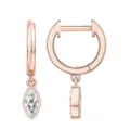 Boucles d'oreilles créoles en cuivre et zircon or rose avec pendentif pierre marquise. - Style 6 / Or rose