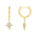 Boucles d'oreilles créoles en cuivre doré avec pendentif étoile en zircone pour femmes. - Style 7 / Or
