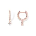 Boucles d'oreilles créoles en or rose avec oxydes de zirconium et pendentif bijoux mode - Style 8 / Or rose