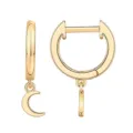 Créoles dorées élégantes dotées d'un pendentif en croissant de lune, bijoux tendance. - Style 9 / Or