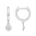 Boucles d'oreilles pendantes argentées avec oxyde de zirconium et fermoir créole sécurisé. - Style 10 / Acier