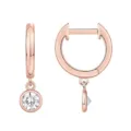 Boucles d'oreilles créoles pendantes en plaqué or rose avec zircons brillants femmes. - Style 10 / Or rose