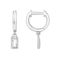 Élégantes boucles d'oreilles créoles argentées avec pendentif en zircon rectangulaire brillant. - Style 12 / Acier