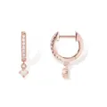 Créoles en or rose avec zirconiums scintillants et charm opale suspendu pour femmes élégantes. - Style 13 / Or rose