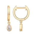 Élégantes boucles d'oreilles créoles dorées avec pendentifs en zircone en forme de poire. - Style 15 / Or