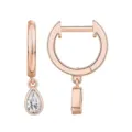 Créoles en or rose avec pendentif en oxyde de zirconium poire, bijoux de mode élégants. - Style 15 / Or rose