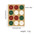 Sheet of 12 Christmas decorative stickers with festive holiday greetings 10.5x13.5cm - Merry Christmas Round Stickers (T7713)