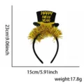 Serre-tête du Nouvel An doré avec guirlandes et mini haut-de-forme Happy New Year - Grand chapeau de forme