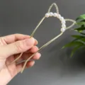 Elegant cat ear hair fork with pearls and rhinestones in a stunning gold finish - Cat Ear Artificial Pearl U-Shaped Hair Fork (2850)