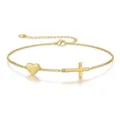 Bracciale cuore croce lettera oro moda minimalista catena da polso regolabile donna - Lettera A / Oro