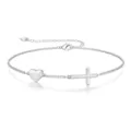 Bracciale in argento con ciondolo cuore lettera R e croce lunghezza regolabile - Lettera A / Argento