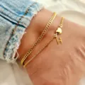 Double layer gold anklet with heart and letter H charm summer beach casual jewelry for women - Letter H / Gold