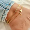 Gold Layered Anklet for Women Cuban Chain Heart Letter J Beach Summer Foot Jewelry 2024 - Letter J / Gold