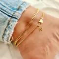 Stunning gold double layer anklet featuring a cute heart and letter N pendant for women. - Letter N / Gold