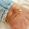 Double layer gold anklet with heart and letter Z charm, chic summer beach jewelry. - Letter Z / Gold