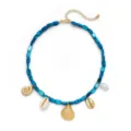 Encantador collar de concha de mar con cuentas azules y dijes de caracol dorado para mujer - Estilo 2