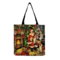 Grande borsa shopper in tela con stampa vintage di Babbo Natale per shopping e uso quotidiano. - Stile 3 (hm5811)