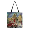 Grande borsa tote in tela con stampa natalizia, borsa a spalla festiva invernale. - Stile 4 (hm5812)