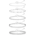 Set of 5 silver stainless steel anklets for women, minimalist Cuban and snake chain styles. - Style 2 / Steel