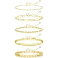 Gold chain anklet set variant featuring five styles with crystal charm and extension chain. - Style 2 / Gold