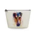 Borsa per cosmetici in tela con stampa di cane ad acquerello e pratica cerniera nera. - Stile Cane Acquerello (sn4497)
