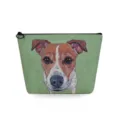 Borsetta per trucco in tela con stampa di cani, astuccio con cerniera portatile, organizer. - Stile Cane Disegnato a Mano Verde (sn4499)
