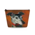 Bellissima borsa per trucco con pittura a olio levriero, pochette da viaggio con cerniera. - Stile Pittura a Olio Levriero Grande Apertura (sn4508)