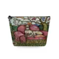 Vista dettagliata della borsa cosmetica in tessuto con stampa di cane artistico. - Stile Cane in Stile Originale (sn4513)