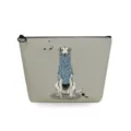Borsa cosmetica con stampa di cani in tela astuccio con cerniera portatile per il viaggio - Stile Cane con Vestiti Blu Disegnato a Mano (sn4515)