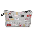 Detailed view of the cute medical pattern cosmetic bag, perfect for daily storage and travel. - Gray Healthcare Element Print (hz1515)