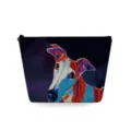 Primo piano dettagliato della trousse per cosmetici con stampa di cane artistico e zip resistente. - Stile Dipinto Cane in Stile Artistico (sn4516)