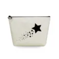 Bolsa de maquillaje de lona con estampado de estrella fugaz negra, cremallera, detalle. - Estrella Fugaz Negra / 7.0