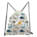 Cute cartoon dinosaur print drawstring backpack for kids and students casual daily use. - Dinosaur and Volcano Print Style Two (sk5323)