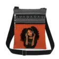Detailed view of the stylish crossbody bag featuring a cute black girl graphic and double zippers. - Style (xkk0788)