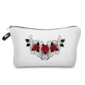 Portable cosmetic bag with red rose print, perfect travel makeup pouch and toiletry organizer. - Rose Vine Style (hz4347)