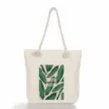 Sac cabas en toile pour femme avec motif de feuilles tropicales et poignées solides. - Lettre Nature et Feuille de Fleur (ms2015a)