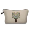 Detailaufnahme der Kosmetiktasche mit floralem Hirschgeweih im Herz Design Muster. - Herz Floral Hirschkopf Stil (hz3953)