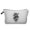 Leinwand Make-up-Tasche mit Blumenmuster und inspirierendem Zitat, kompaktes Reißverschluss-Etui. - Inspirierender Blumen Buchstaben Stil (hz3954)