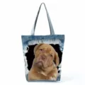 Stampa Cane Divertente con Bordo in Denim (hl3740)