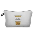 Detailansicht der Kosmetiktasche aus Stoff mit Kaffeetassen-Druck und inspirierendem Spruch. - Kaffee Blumen Slogan Stil (hz3955)