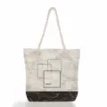 Grand sac cabas femme motif marbre sac à main en toile avec poignées en corde épaisse - Carré Géométrique Marbre (ms2016a)