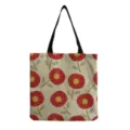 Vista dettagliata della borsa tote in cotone e lino con stampa floreale e trama del tessuto. - Stile hm0524