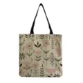 Vista di dettaglio della borsa in cotone e lino con stampa floreale e grazioso motivo a fiori. - Stile hm0526